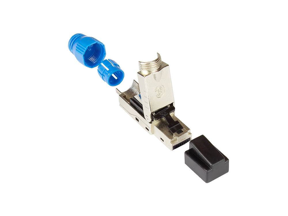 RJ45 Stecker Cat. 8.1, werkzeuglos / feldkonfektionierbar, STP geschirmt, Metall, Good Connections