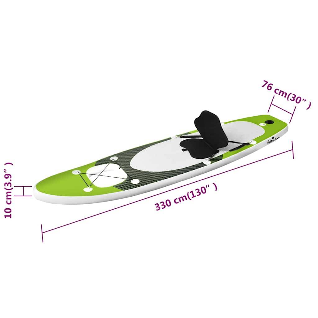 vidaXL SUP-Board-Set Aufblasbar Grün 330x76x10 cm