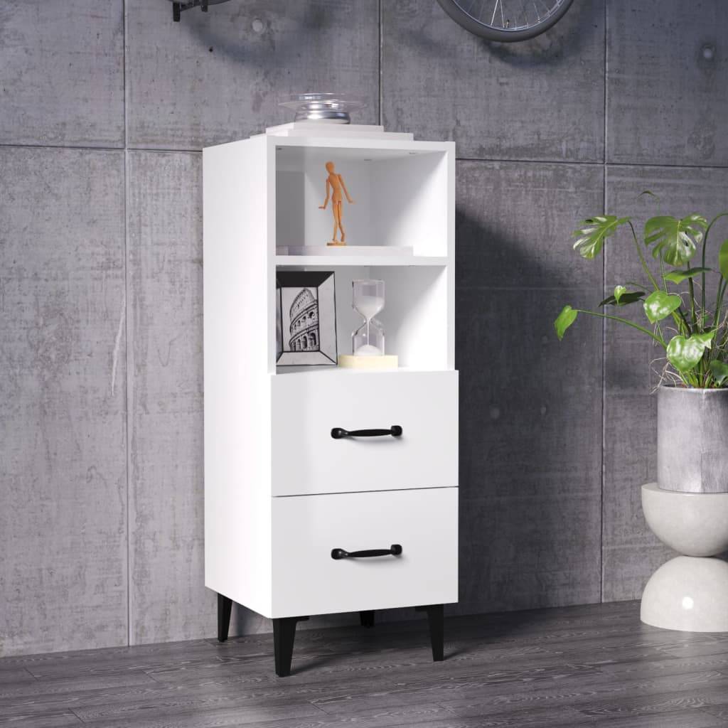 vidaXL Sideboard Hochglanz-Weiß 34,5x34x90 cm Holzwerkstoff