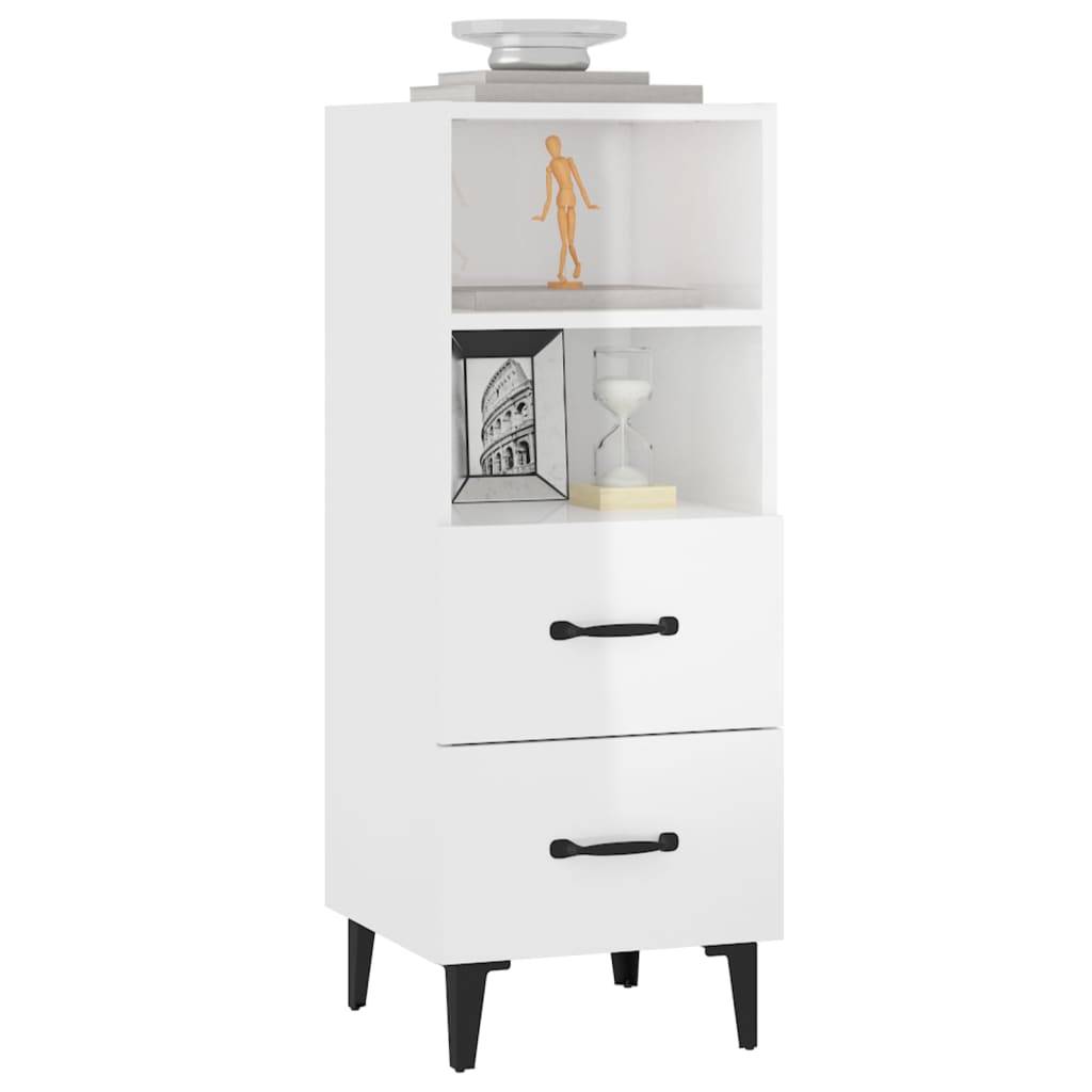 vidaXL Sideboard Hochglanz-Weiß 34,5x34x90 cm Holzwerkstoff