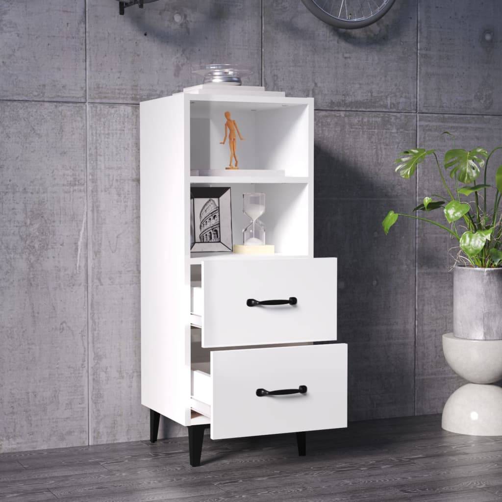 vidaXL Sideboard Hochglanz-Weiß 34,5x34x90 cm Holzwerkstoff