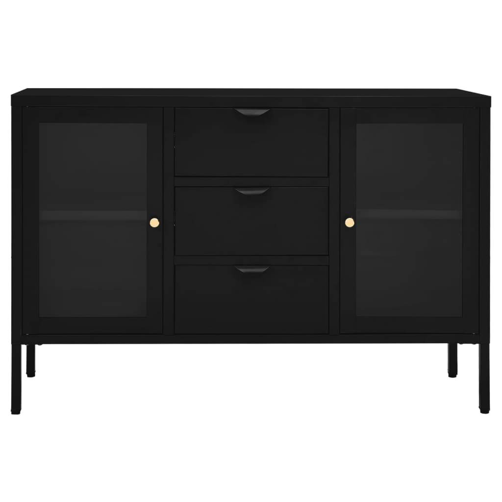 vidaXL Sideboard Schwarz 105x35x70 cm Stahl und Hartglas
