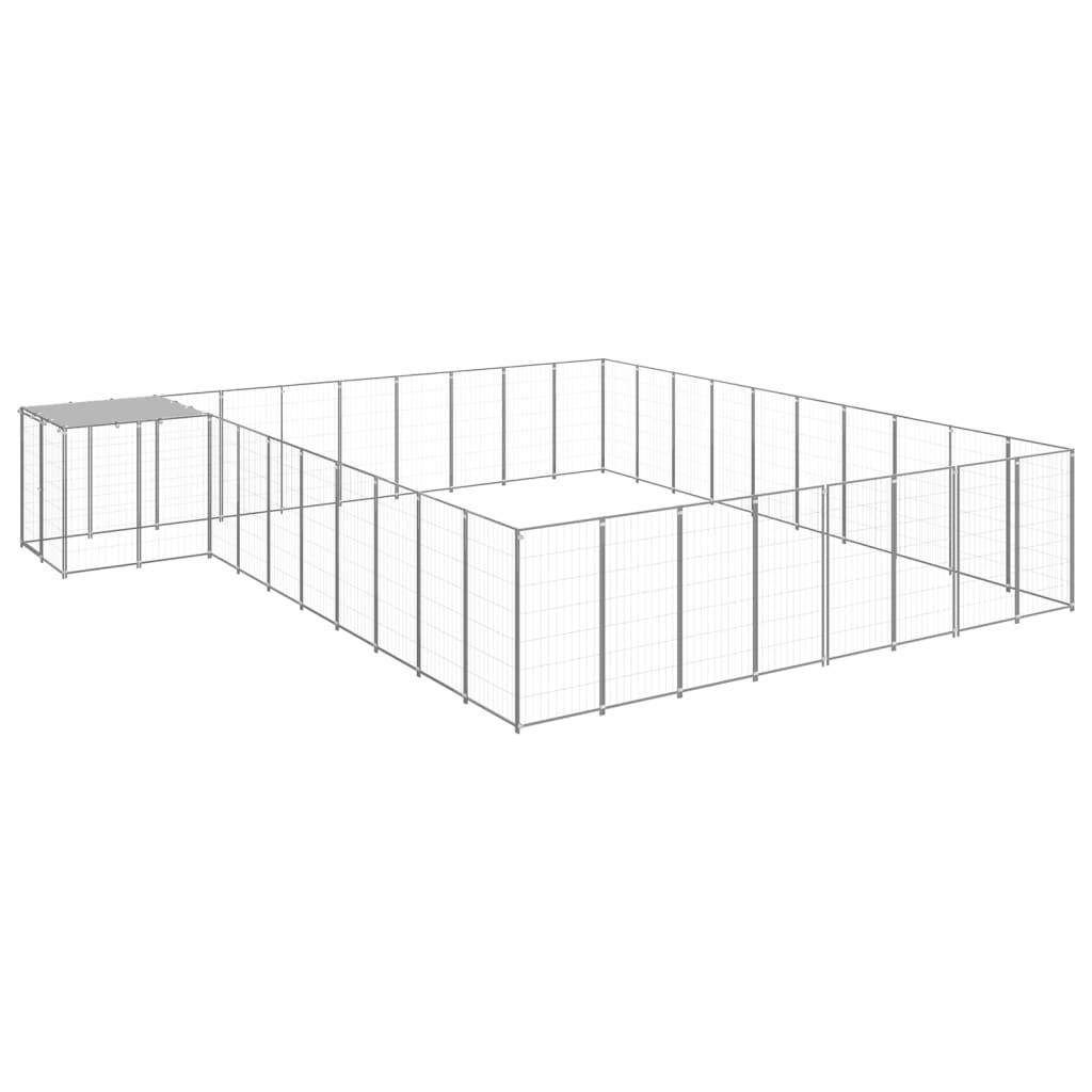vidaXL Hundezwinger Silbern 25,41 m² Stahl