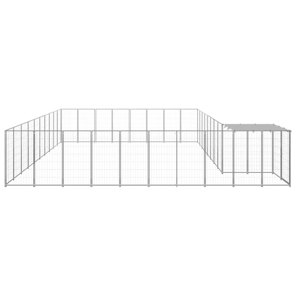vidaXL Hundezwinger Silbern 25,41 m² Stahl