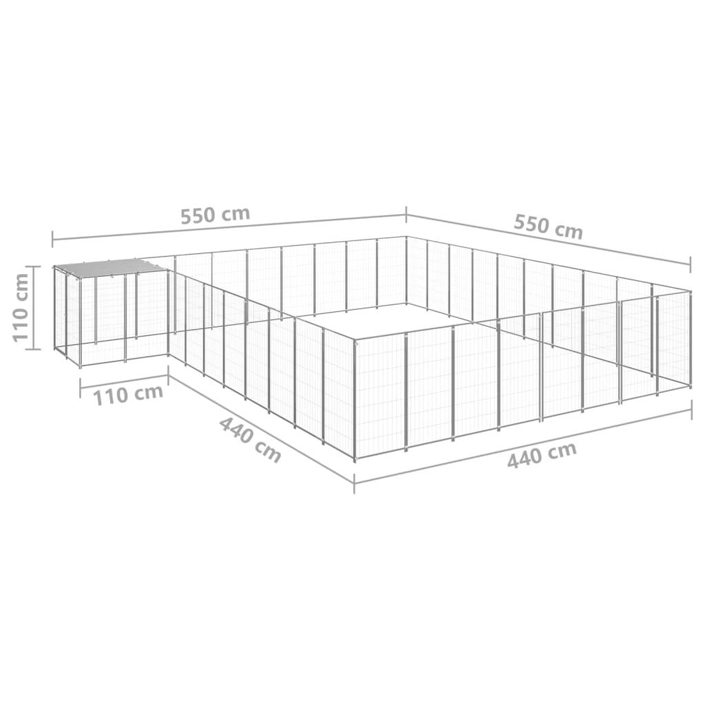 vidaXL Hundezwinger Silbern 25,41 m² Stahl