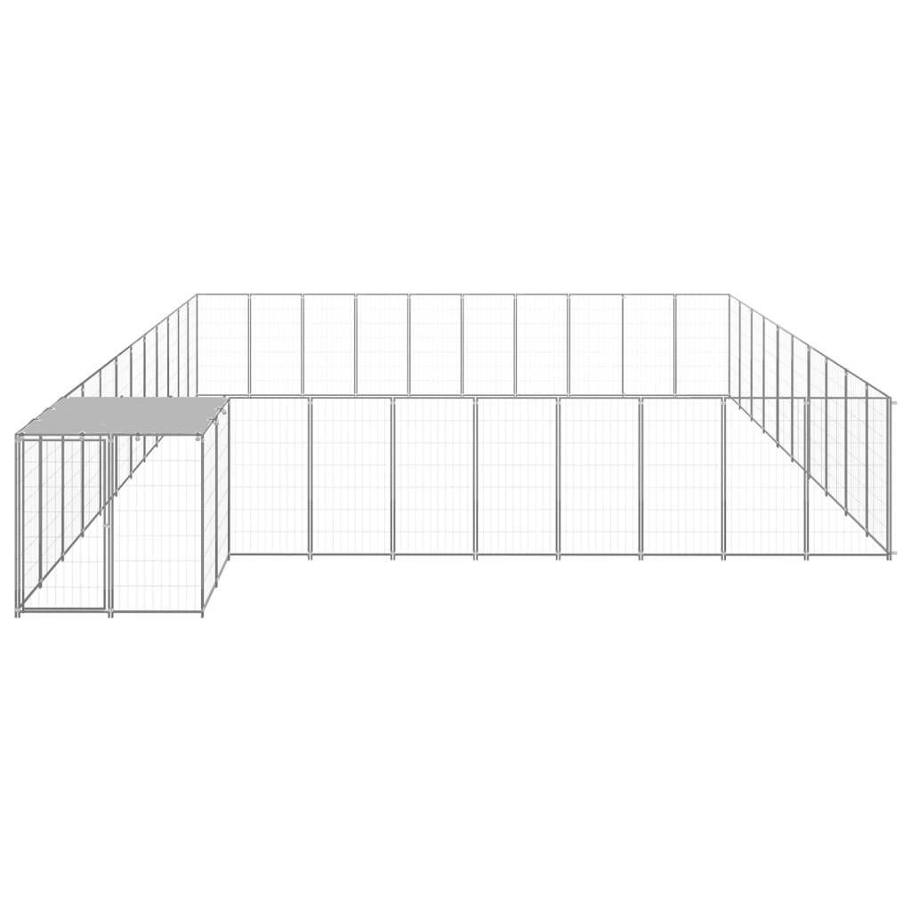 vidaXL Hundezwinger Silbern 31,46 m² Stahl