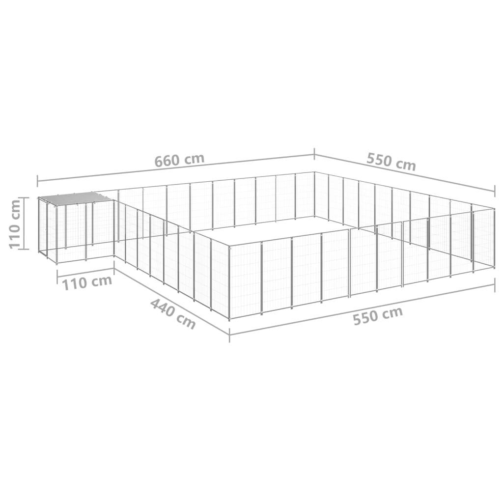 vidaXL Hundezwinger Silbern 31,46 m² Stahl