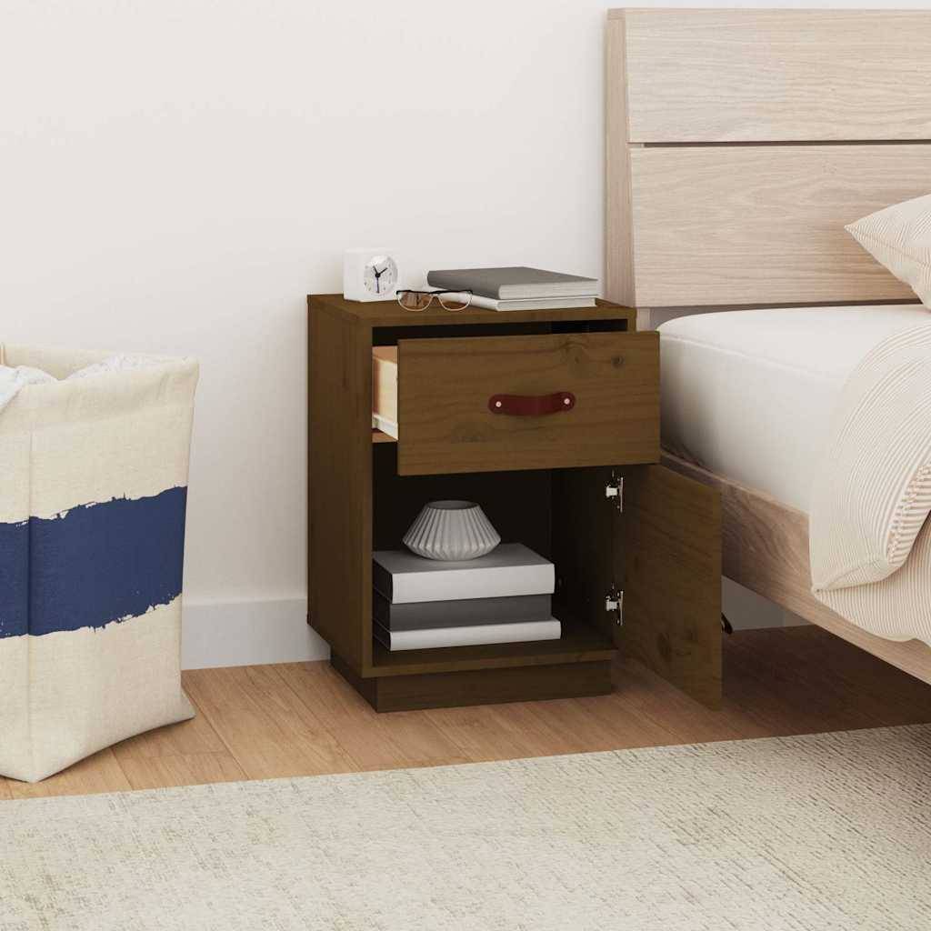 vidaXL Nachttische 2 Stk. Honigbraun 40x34x55 cm Massivholz Kiefer