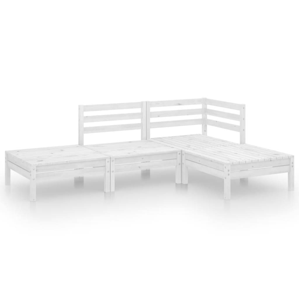 vidaXL 4-tlg. Garten-Lounge-Set Weiß Massivholz Kiefer