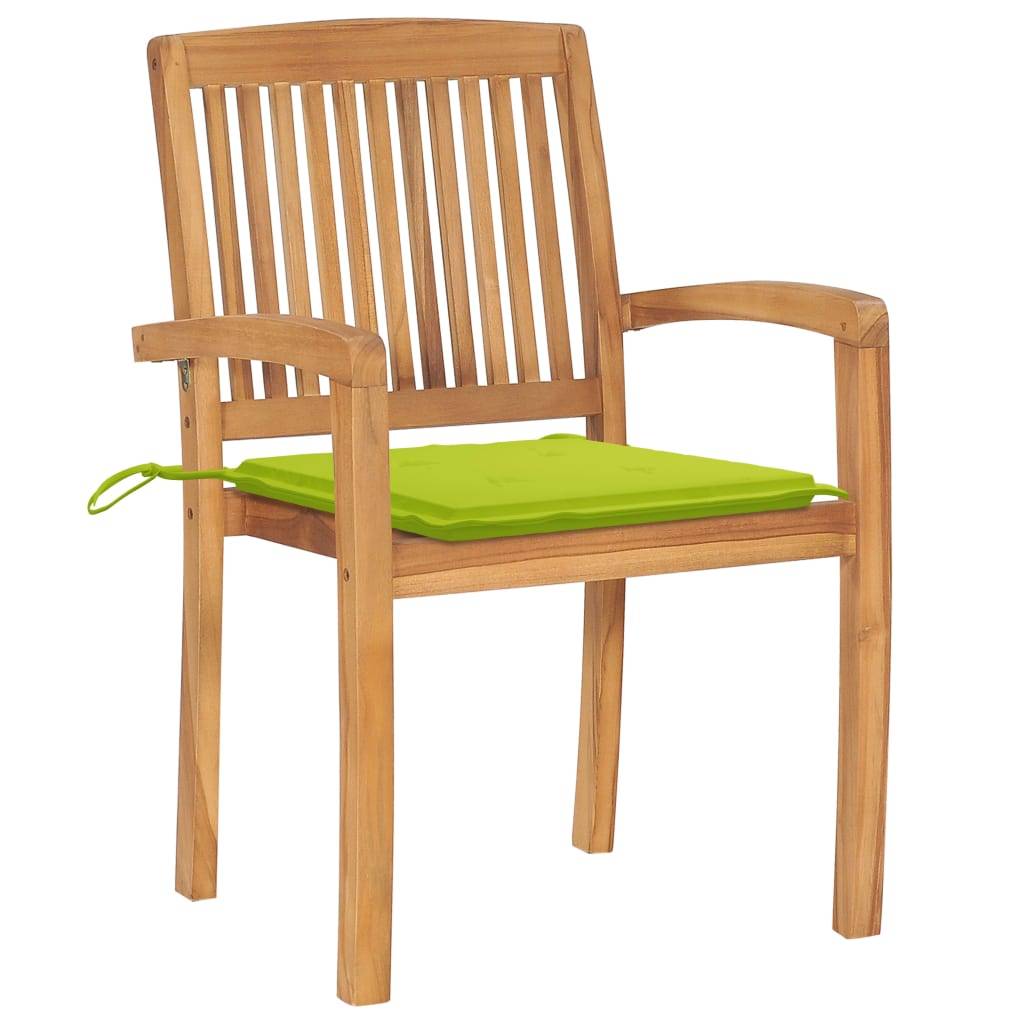 vidaXL Stapelbare Gartenstühle mit Kissen 6 Stk. Massivholz Teak
