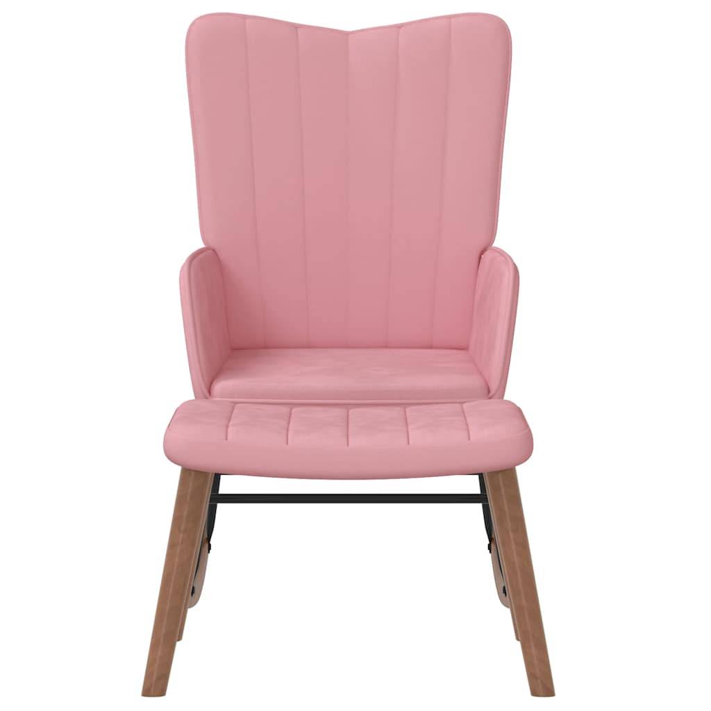 vidaXL Schaukelstuhl mit Hocker Samt Rosa