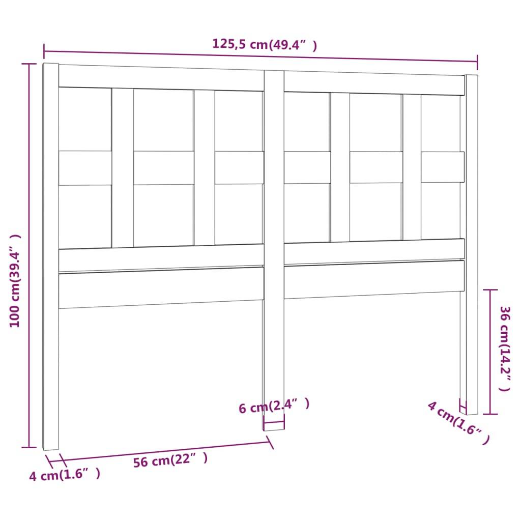 vidaXL Kopfteil Schwarz 125,5x4x100 cm Massivholz Kiefer