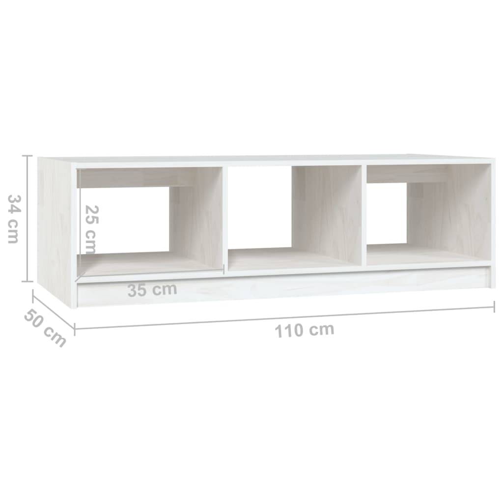vidaXL Couchtisch Weiß 110x50x34 cm Massivholz Kiefer
