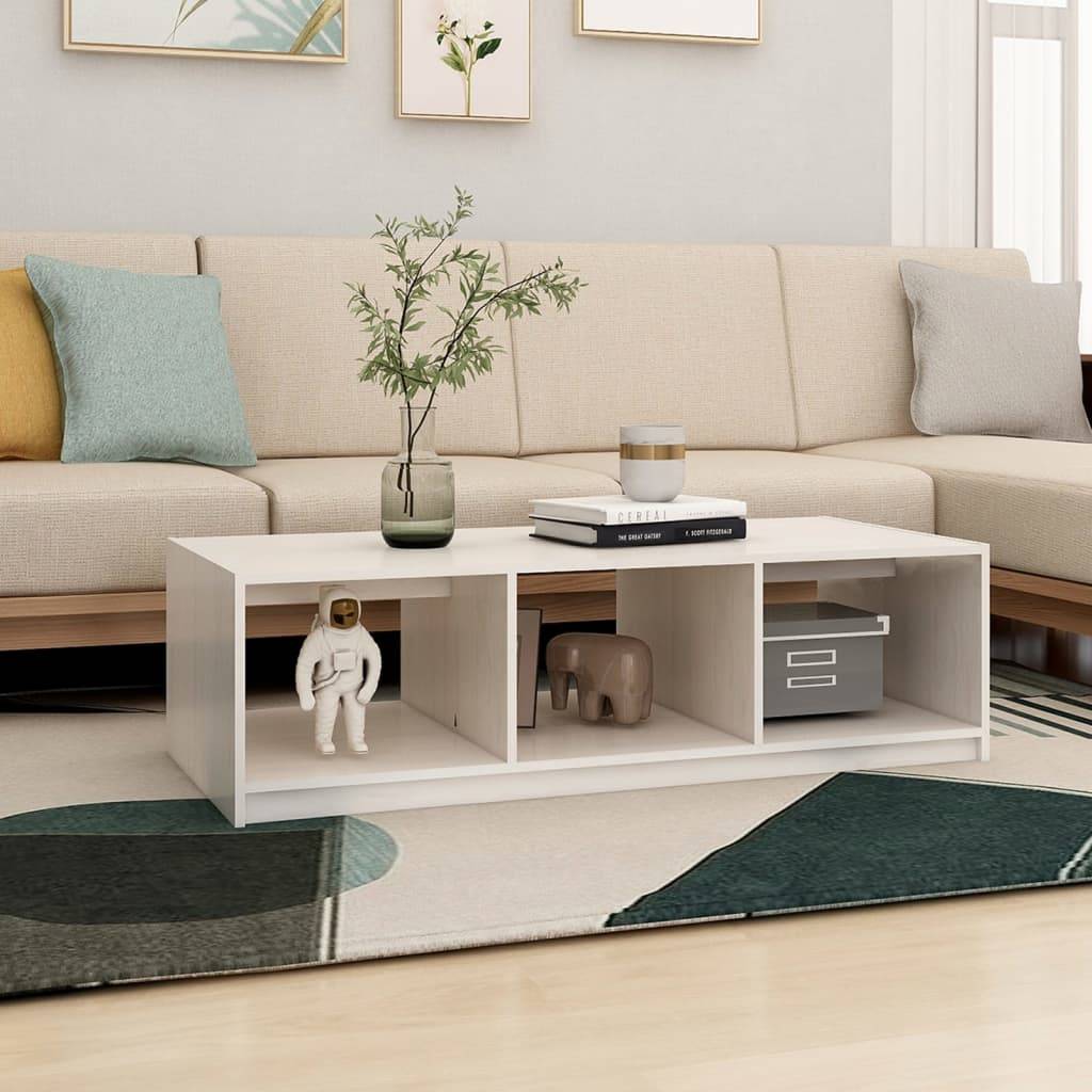 vidaXL Couchtisch Weiß 110x50x34 cm Massivholz Kiefer