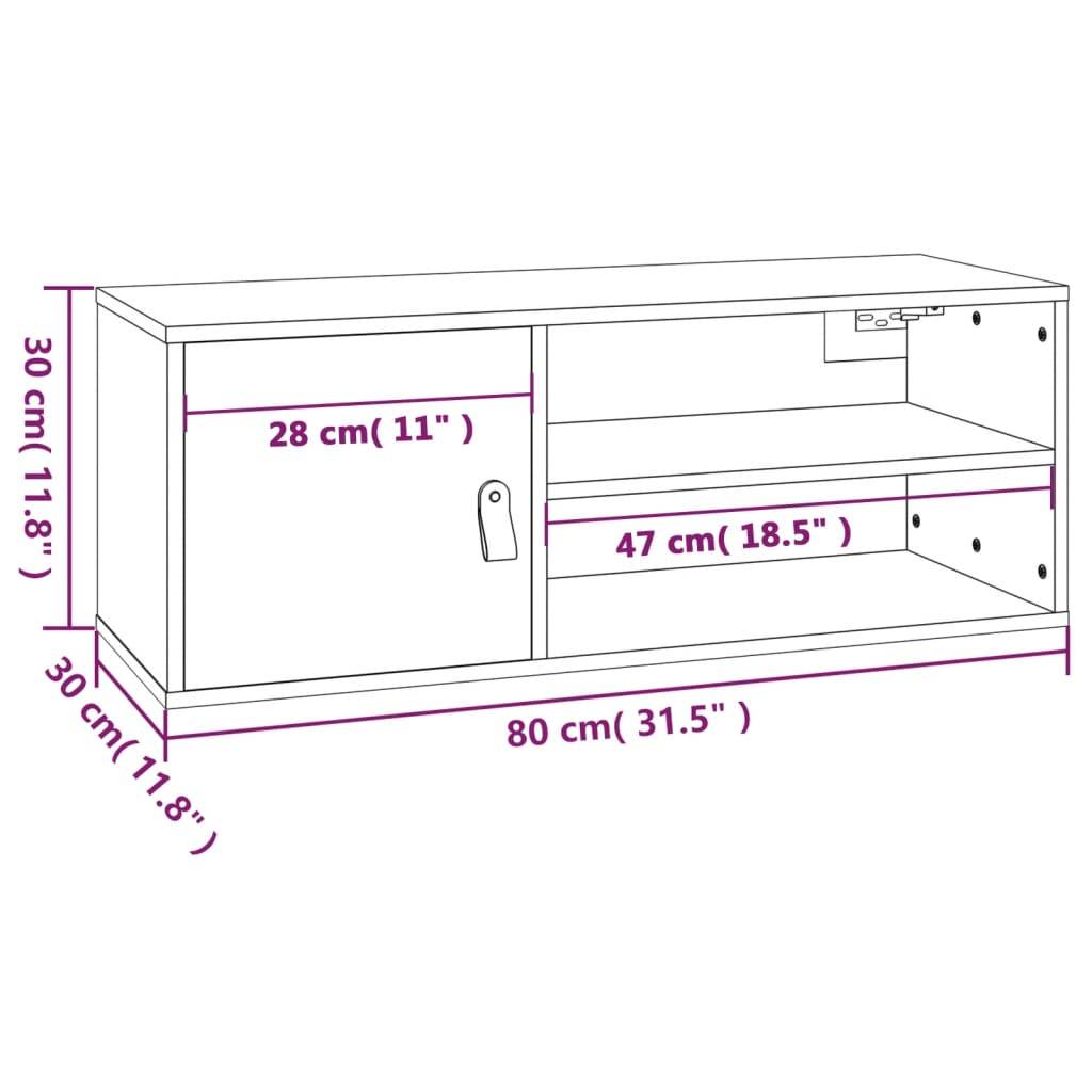 vidaXL Wandschrank Grau 80x30x30 cm Massivholz Kiefer