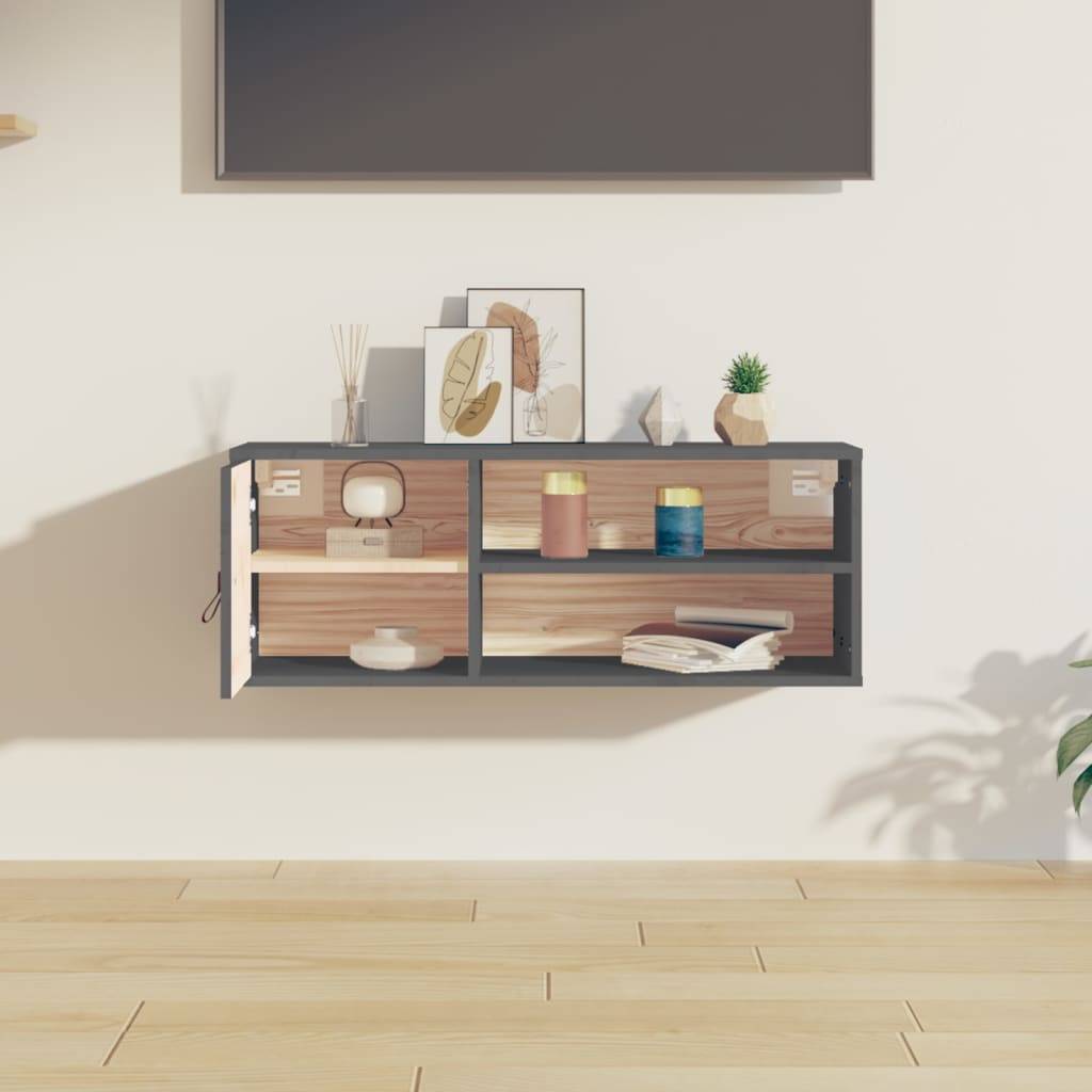 vidaXL Wandschrank Grau 80x30x30 cm Massivholz Kiefer