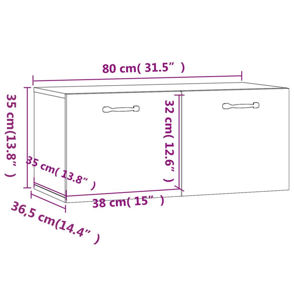 vidaXL Wandschrank Hochglanz-Weiß 80x36,5x35 cm Holzwerkstoff