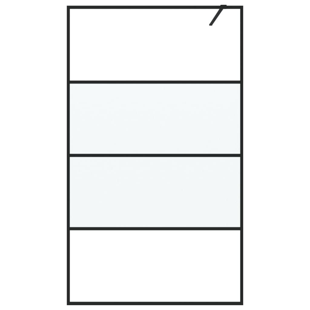 vidaXL Duschwand für Begehbare Dusche Schwarz 115x195 cm Halbmatt ESG