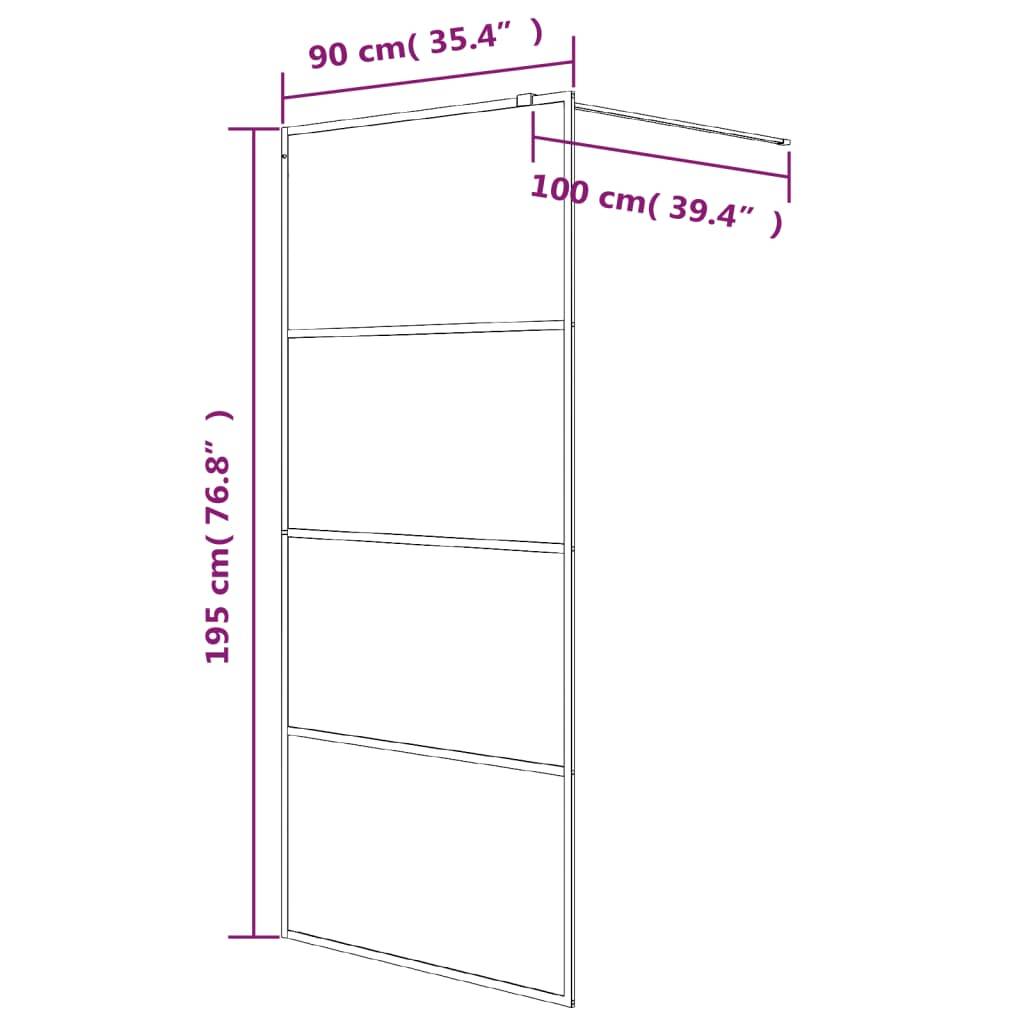 vidaXL Duschwand für Begehbare Dusche Silbern 90x195cm ESG-Klarglas