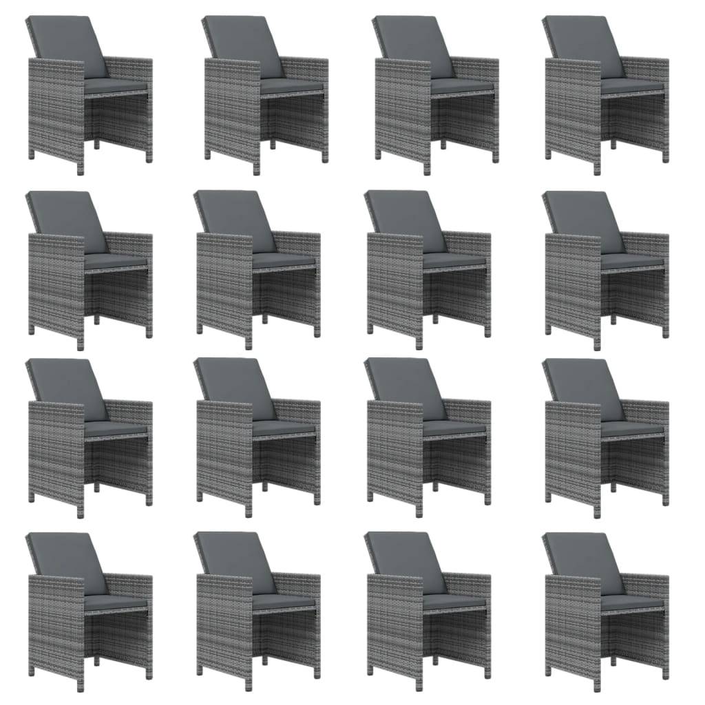 vidaXL 21-tlg. Garten-Essgruppe mit Kissen Poly Rattan Grau