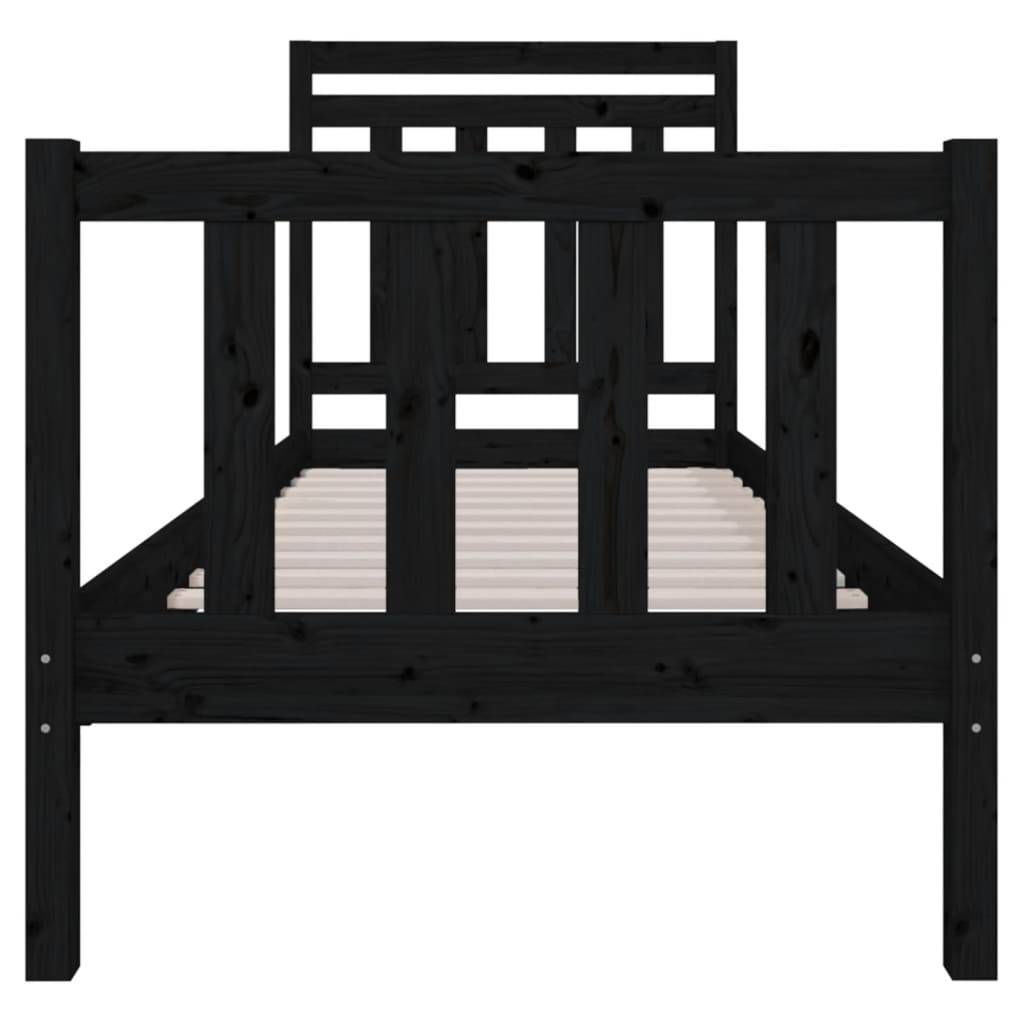 vidaXL Massivholzbett Schwarz 75x190 cm