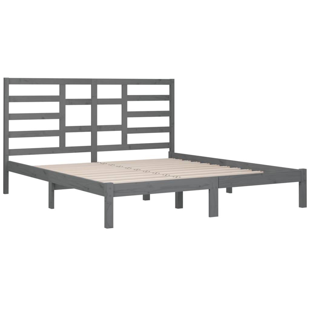 vidaXL Massivholzbett Grau 200x200 cm