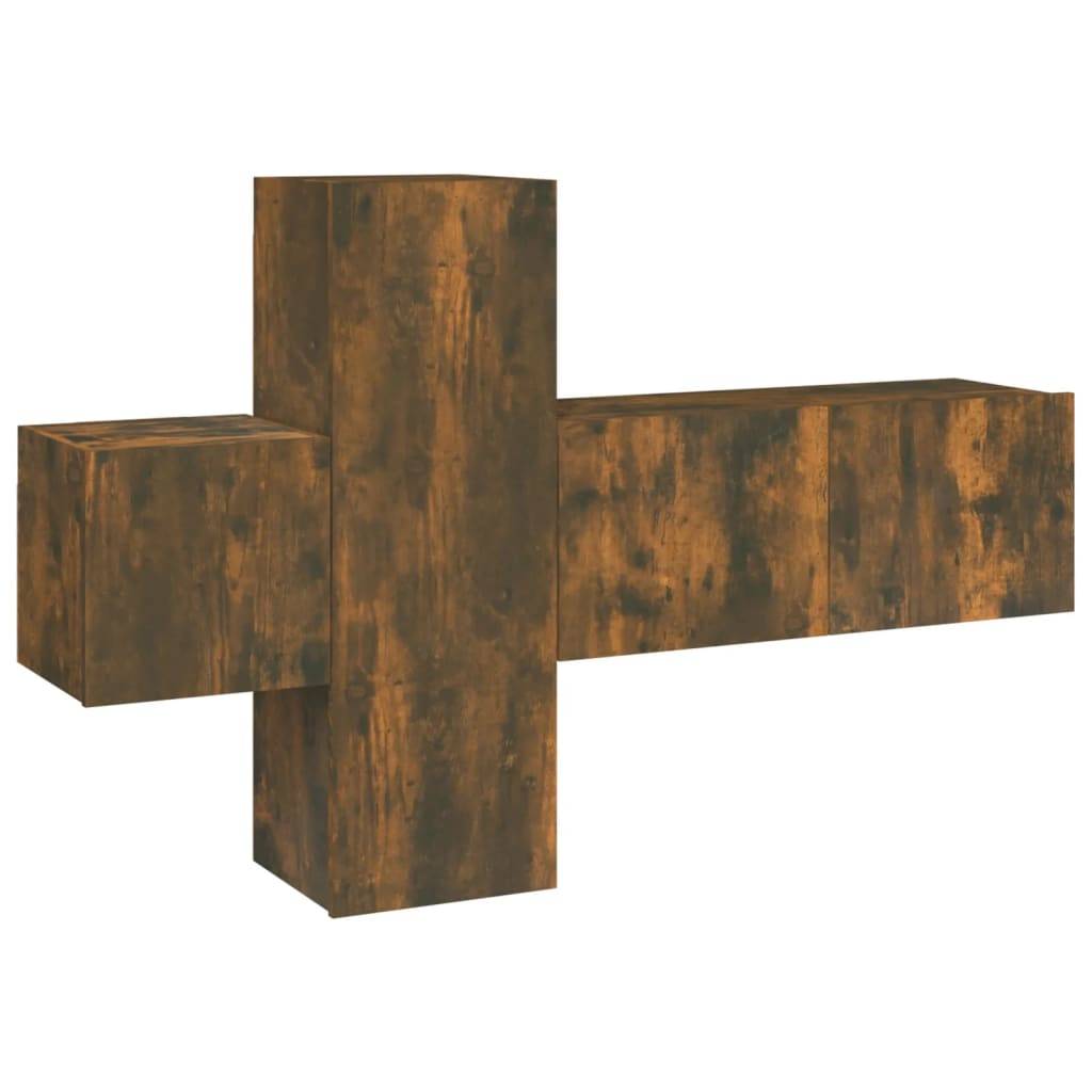 vidaXL 3-tlg. TV-Schrank-Set Räuchereiche Holzwerkstoff