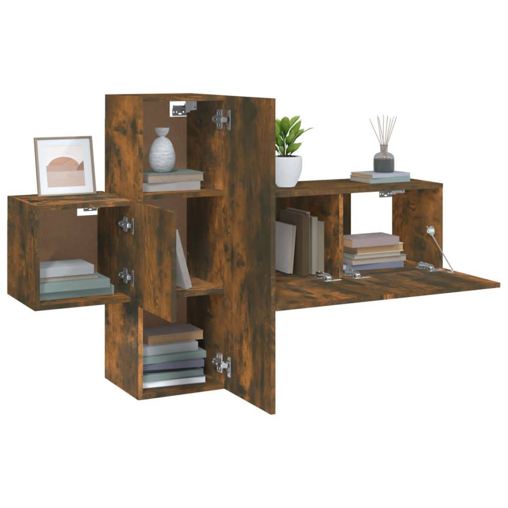 vidaXL 3-tlg. TV-Schrank-Set Räuchereiche Holzwerkstoff
