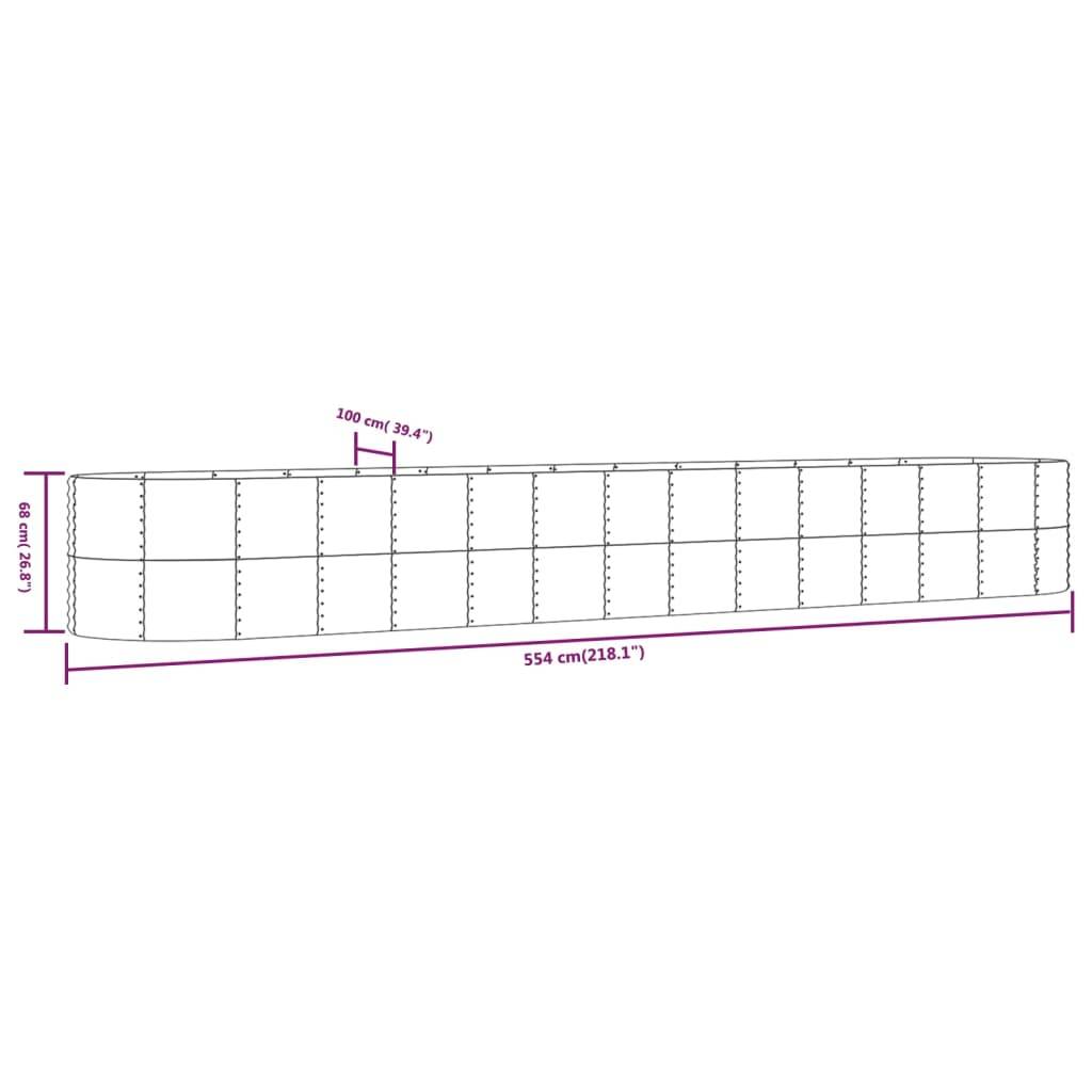 vidaXL Hochbeet Silbern 554x100x68 cm Pulverbeschichteter Stahl