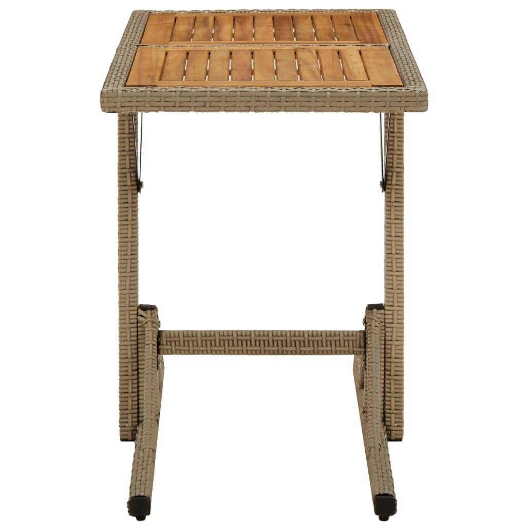 vidaXL Gartentisch Beige Massivholz Akazie und Poly Rattan