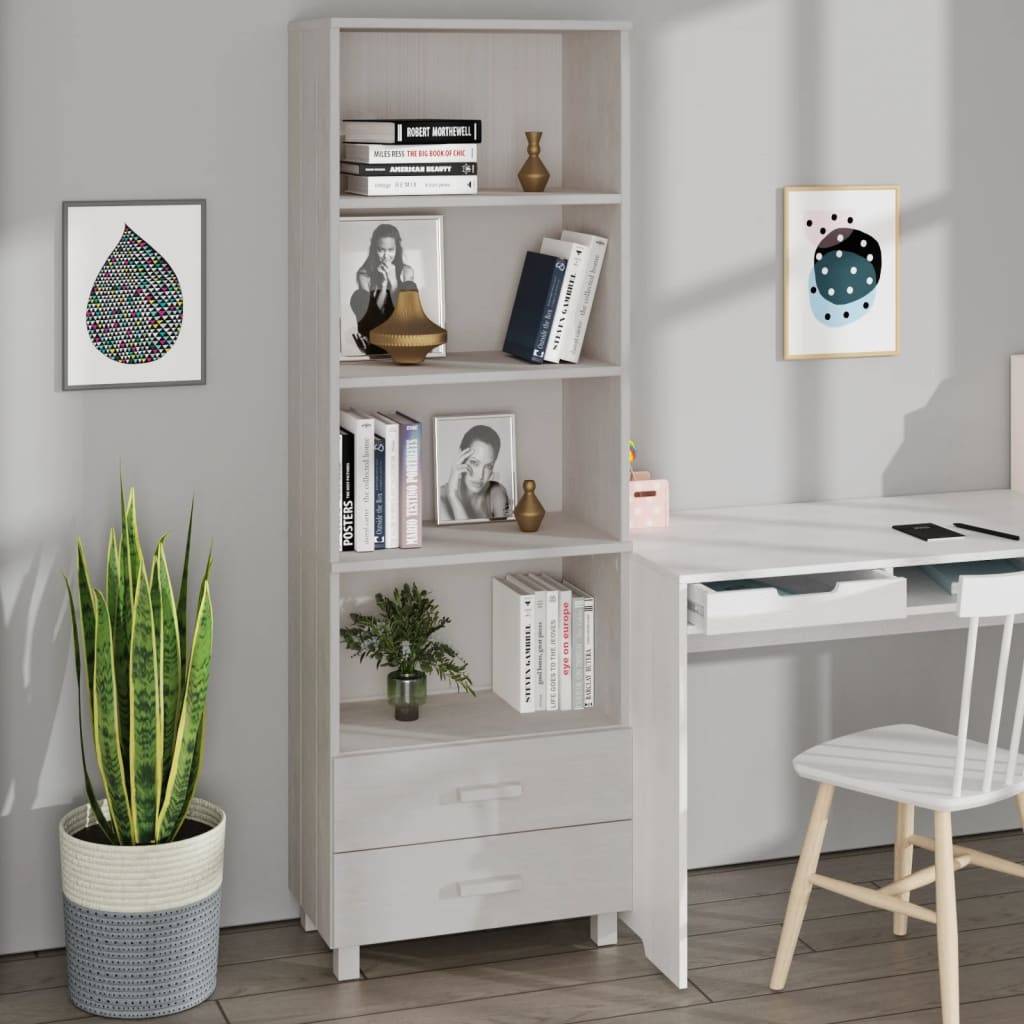 vidaXL Highboard HAMAR Weiß 60x35x180 cm Massivholz Kiefer