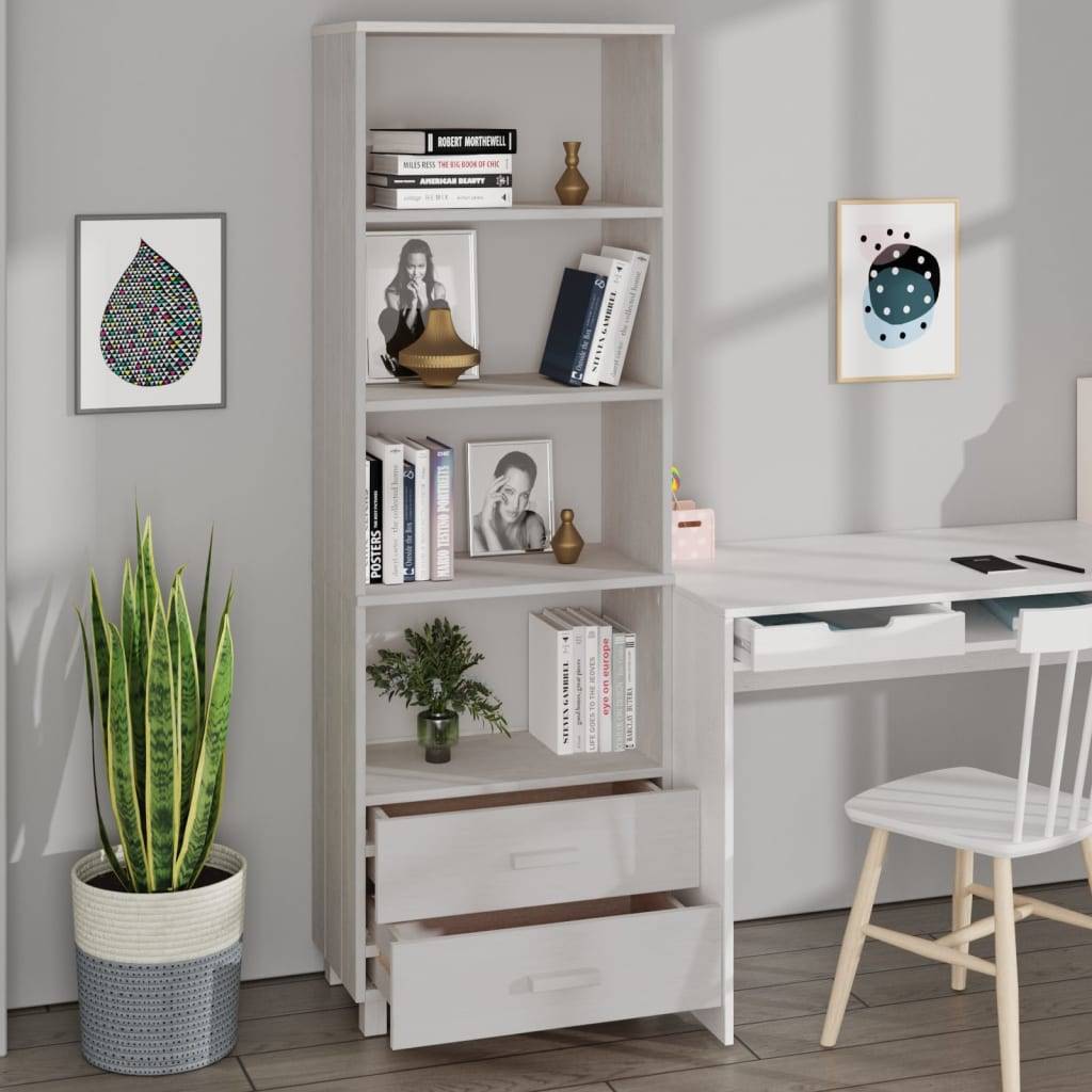 vidaXL Highboard HAMAR Weiß 60x35x180 cm Massivholz Kiefer