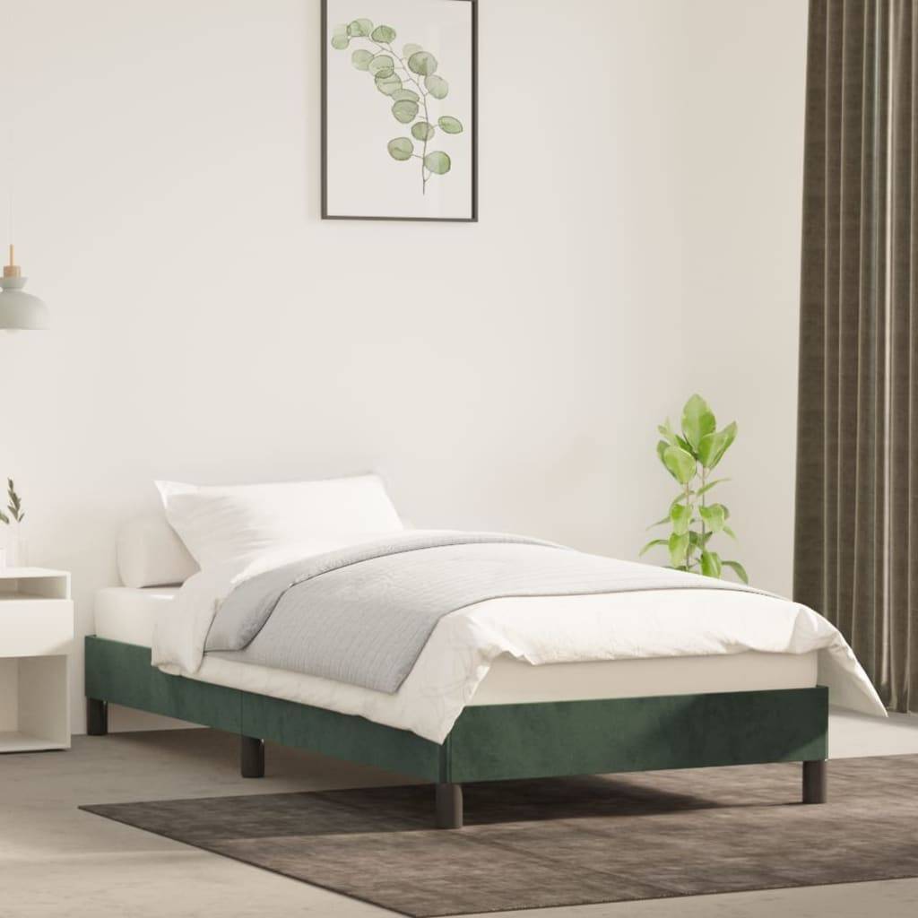 vidaXL Bettgestell ohne Matratze Dunkelgrün 100x200 cm Samt