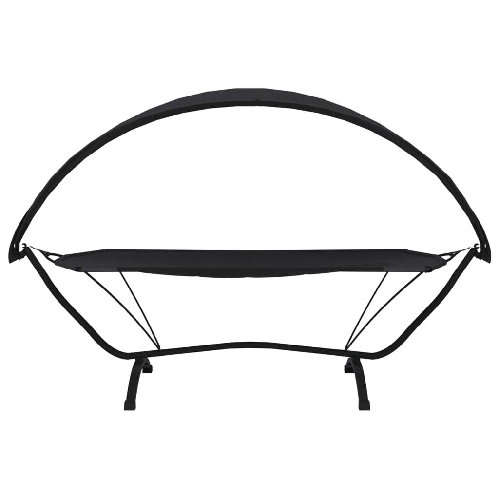 vidaXL Outdoor-Loungebett mit Dach Schwarz Stahl und Oxford-Stoff