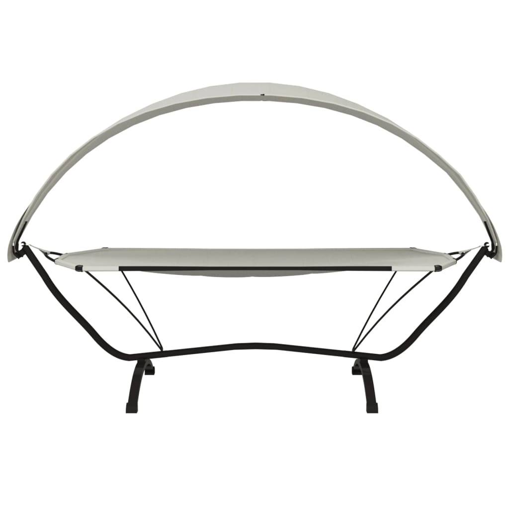 vidaXL Outdoor-Loungebett mit Dach Creme Stahl und Oxford-Stoff