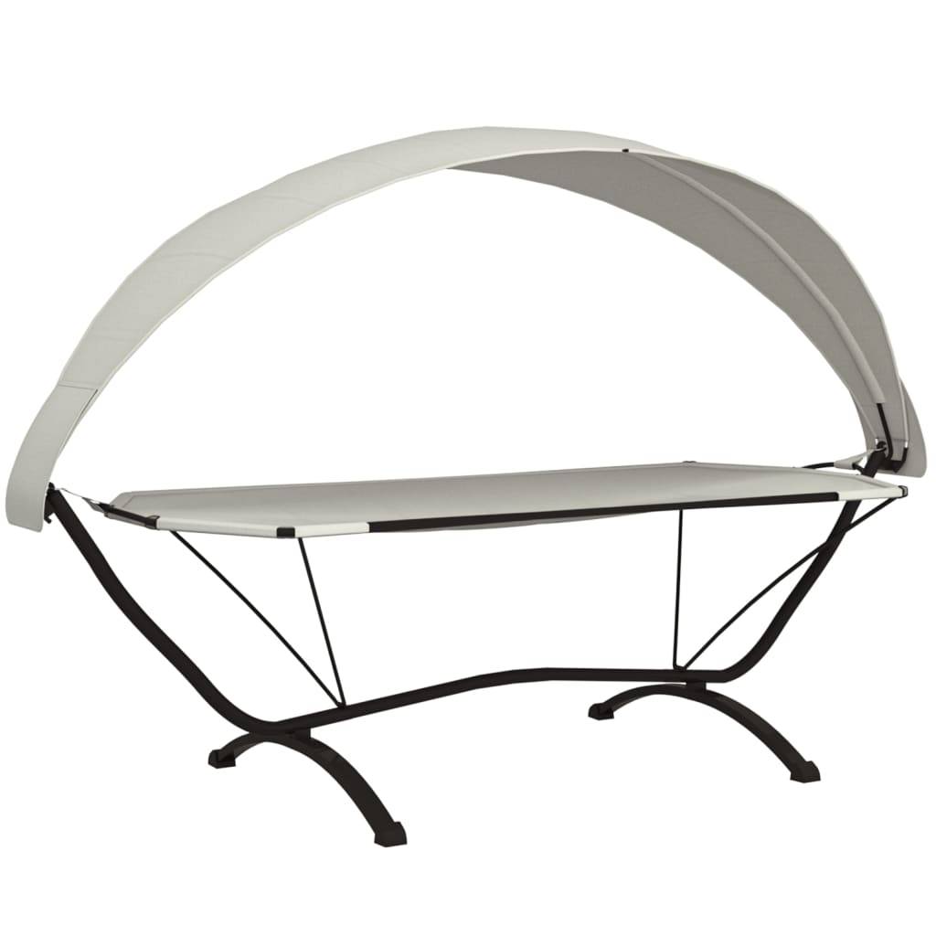 vidaXL Outdoor-Loungebett mit Dach Creme Stahl und Oxford-Stoff