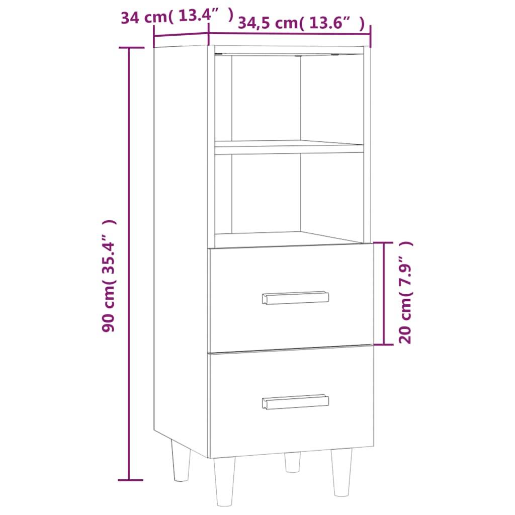 vidaXL Sideboard Grau Sonoma 34,5x34x90 cm Holzwerkstoff