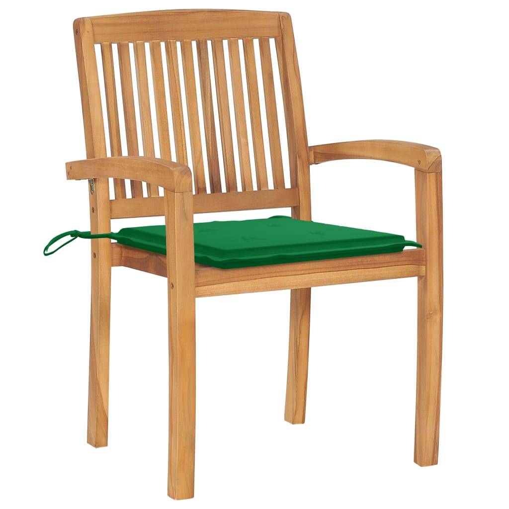 vidaXL Stapelbare Gartenstühle mit Kissen 8 Stk. Massivholz Teak