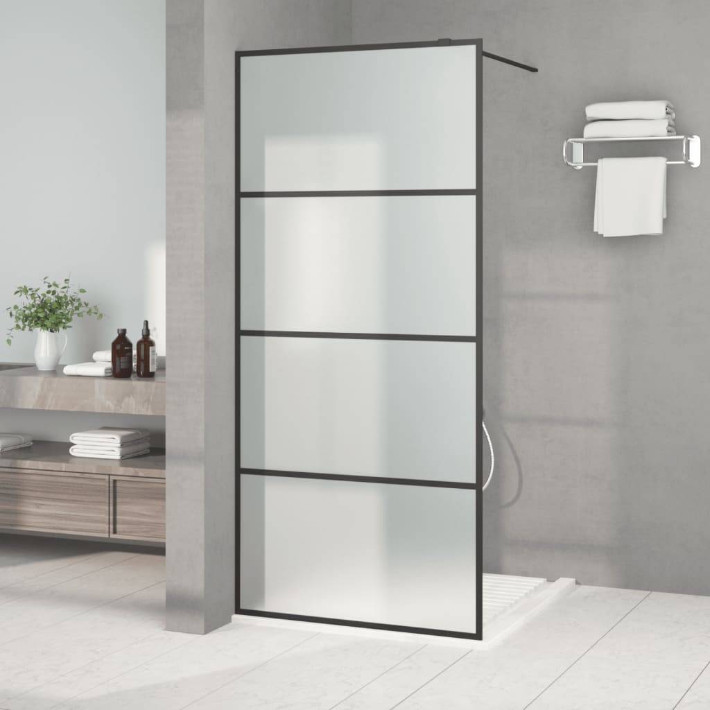 vidaXL Duschwand für Begehbare Dusche Schwarz 90x195cm Matt ESG-Glas