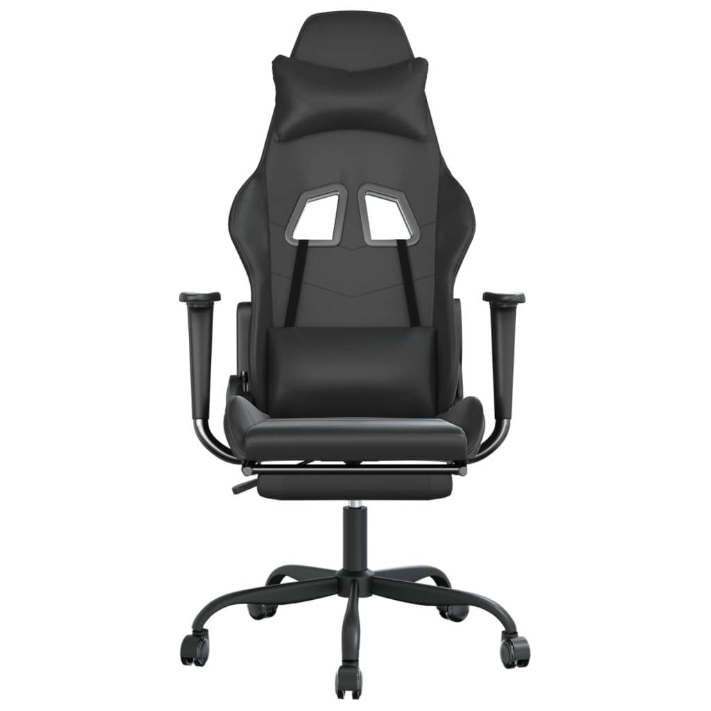 vidaXL Gaming-Stuhl mit Fußstütze Schwarz Kunstleder