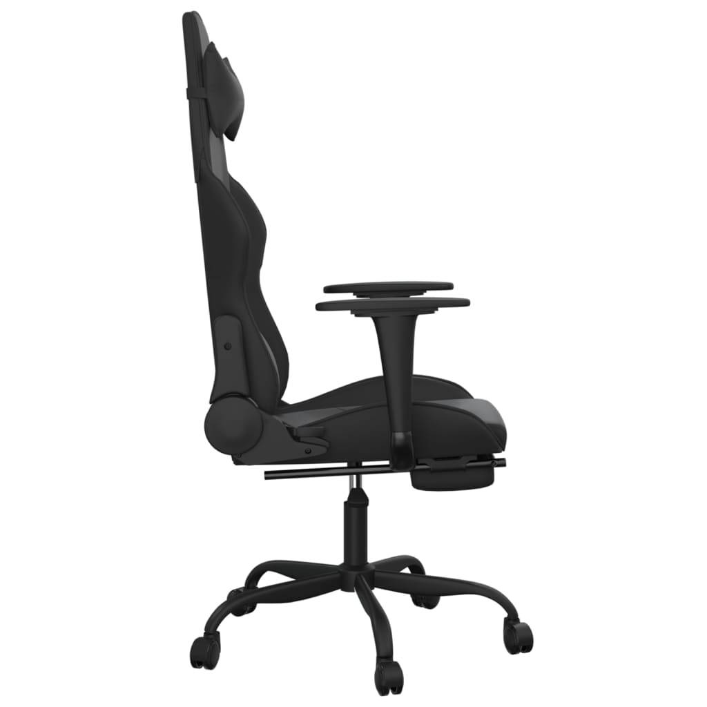 vidaXL Gaming-Stuhl mit Fußstütze Schwarz Kunstleder