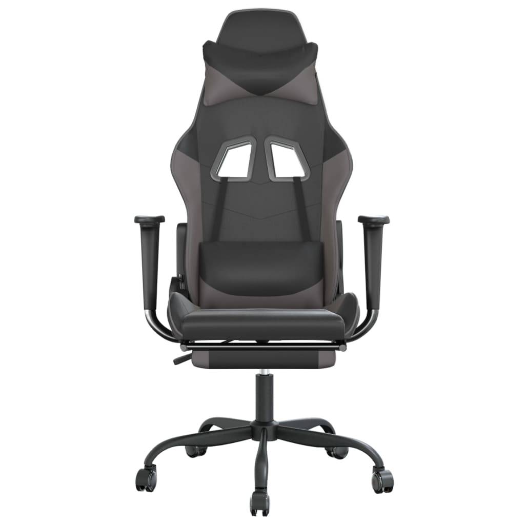 vidaXL Gaming-Stuhl mit Massage & Fußstütze Schwarz & Grau Kunstleder