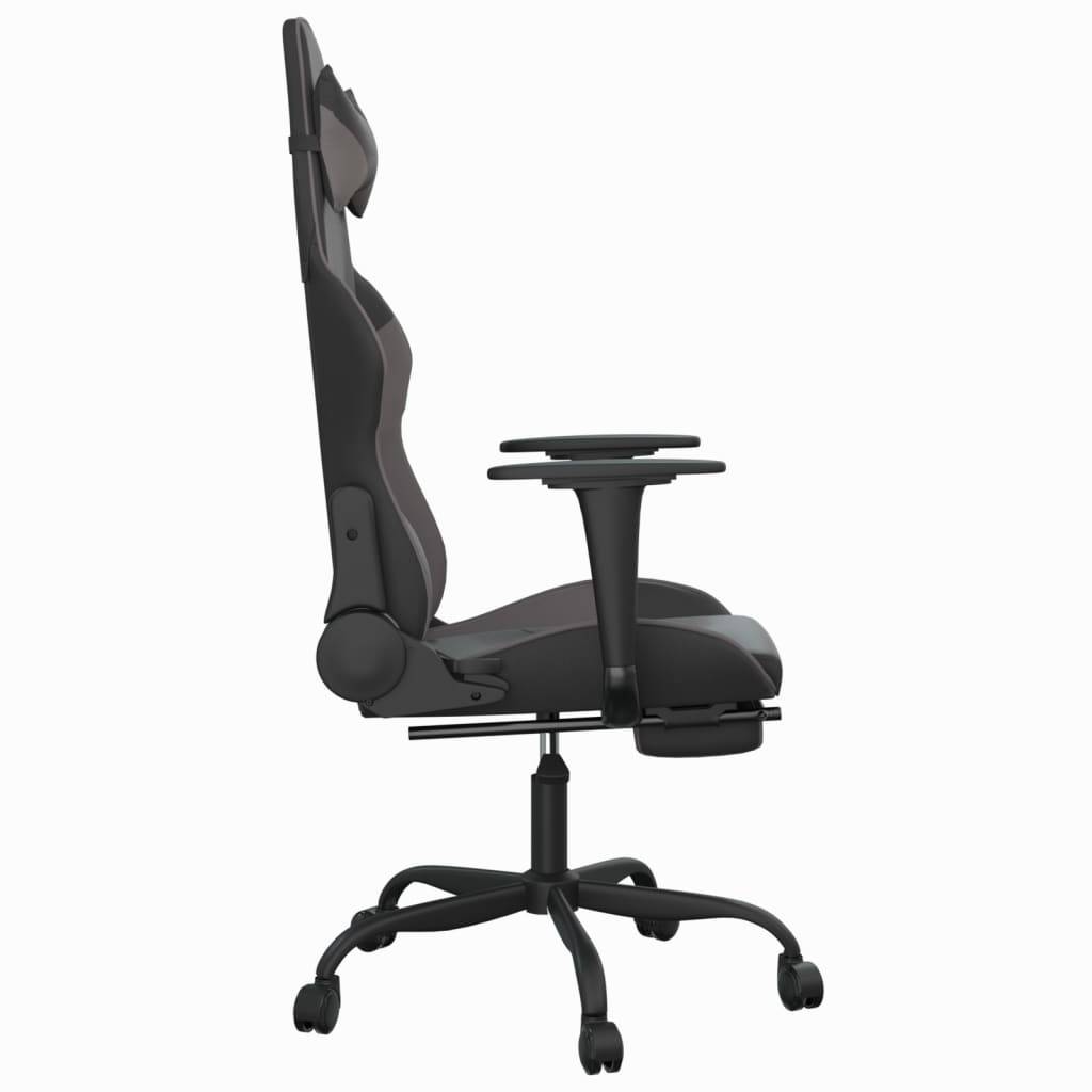 vidaXL Gaming-Stuhl mit Fußstütze Schwarz und Grau Kunstleder