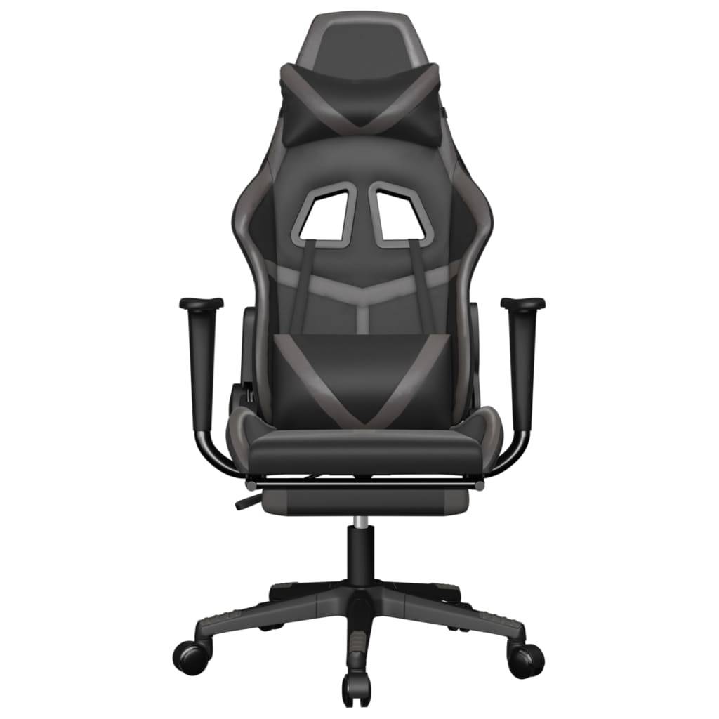 vidaXL Gaming-Stuhl mit Fußstütze Schwarz und Grau Kunstleder
