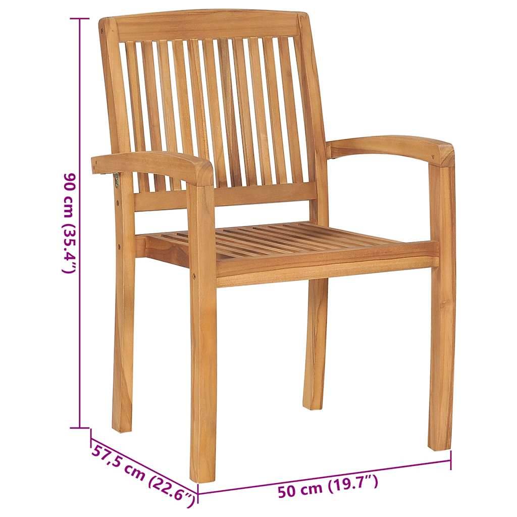 vidaXL Gartenstühle 2 Stk. mit Roten Kissen Massivholz Teak