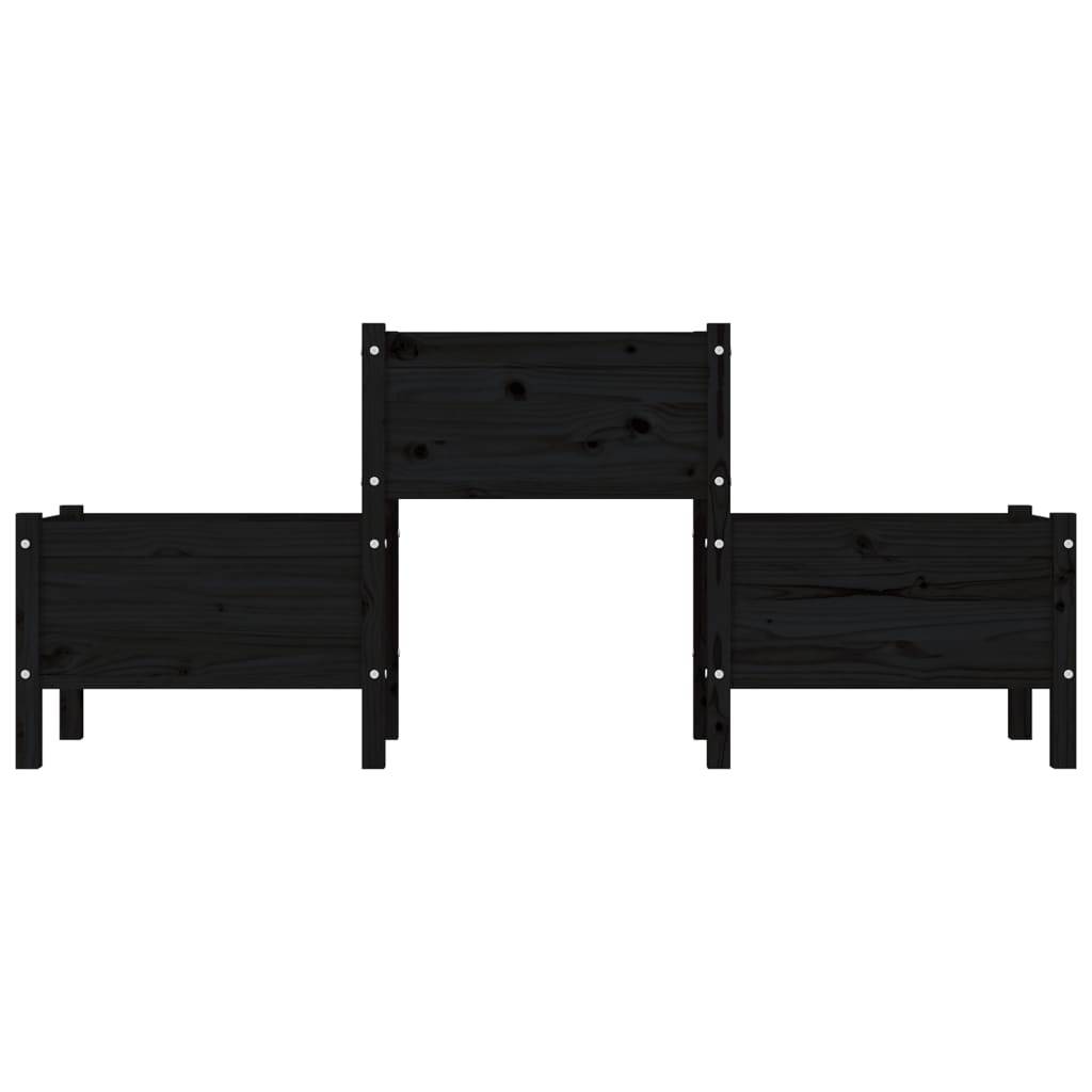 vidaXL Pflanzkübel Schwarz 178,5x44x75 cm Massivholz Kiefer