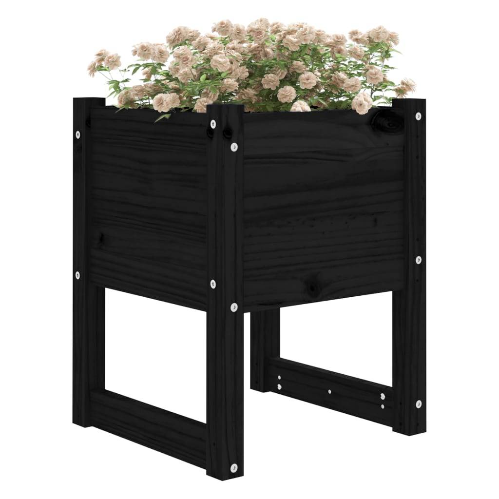 vidaXL Pflanzkübel Schwarz 40x40x52,5 cm Massivholz Kiefer