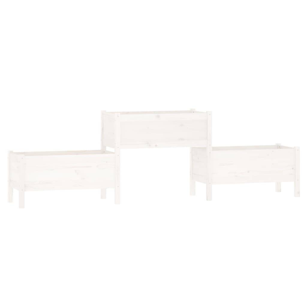 vidaXL Pflanzkübel Weiß 245,5x44x75 cm Massivholz Kiefer