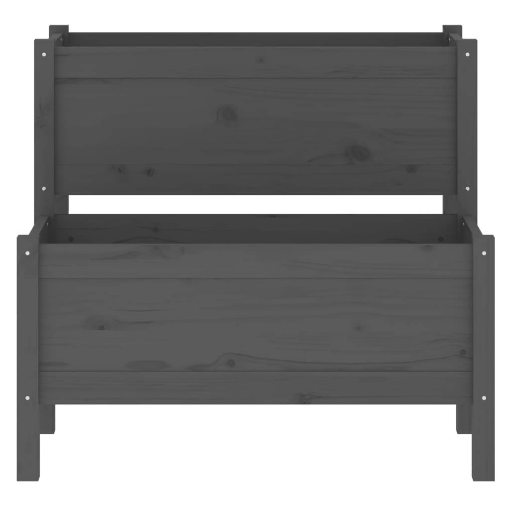 vidaXL Pflanzkübel Grau 84,5x84x75 cm Massivholz Kiefer