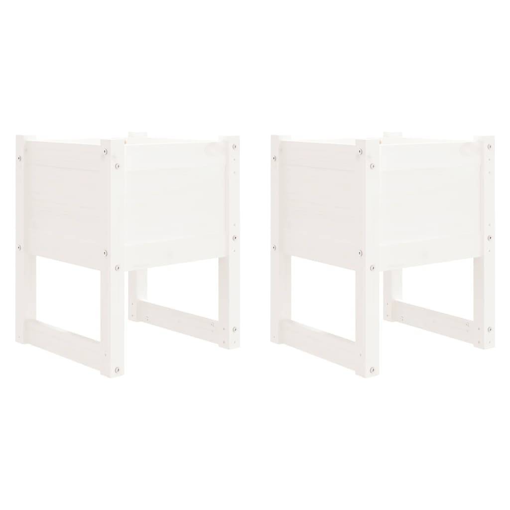vidaXL Pflanzkübel 2 Stk. Weiß 40x40x52,5 cm Massivholz Kiefer